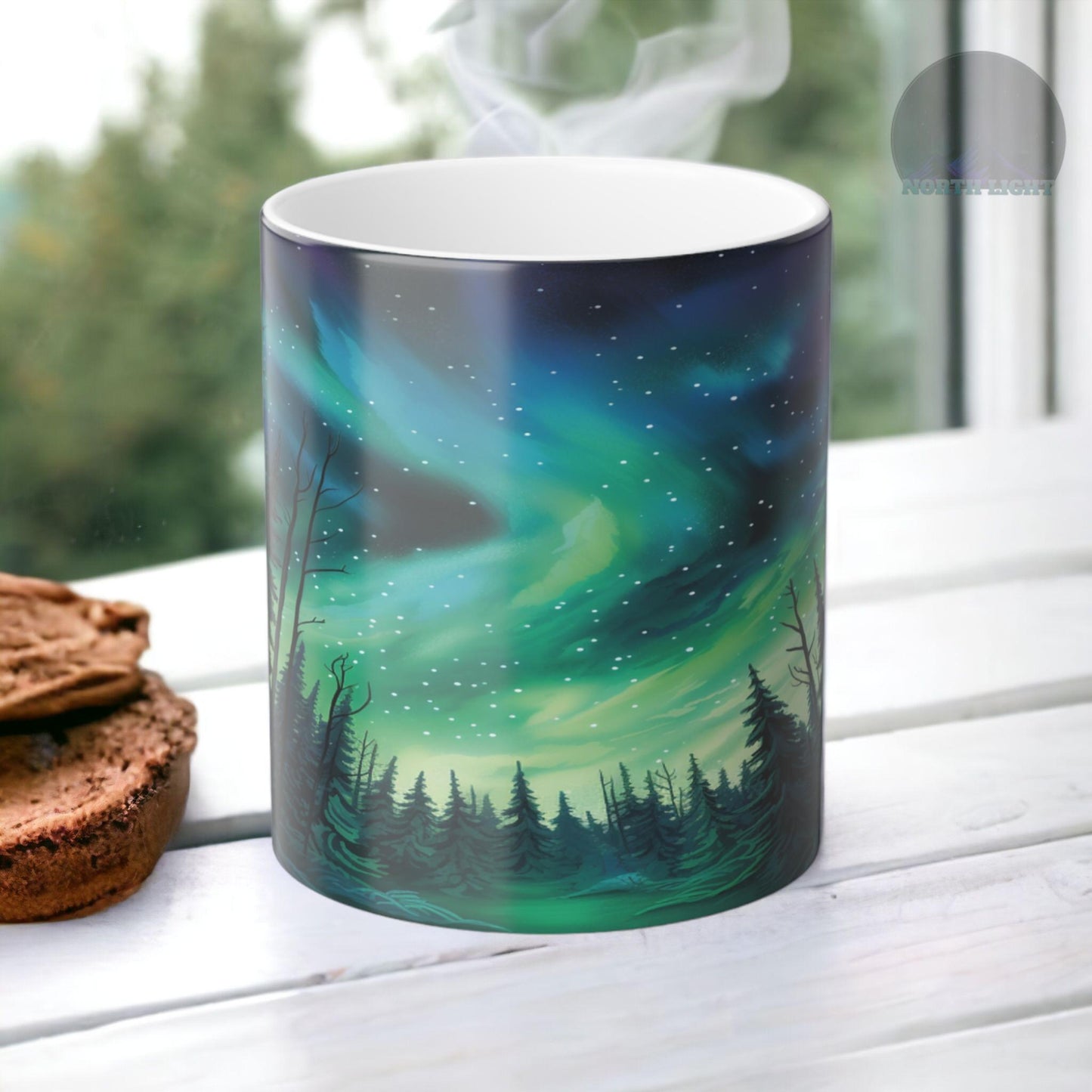 Enchanting Aurora Borealis Heat Sensitive Mug - Northern Lights Magic Color Morphing Mug 11oz - Heat Reactive Night Sky Coffee Cup - Perfect Gift for Nature Lovers 9