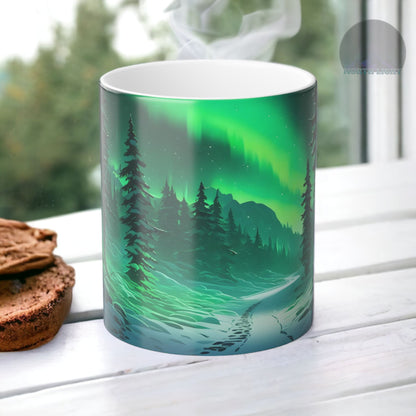 Förtrollande Aurora Borealis värmekänslig mugg - Northern Lights Magic Color Morphing Mugg 11oz - Värmereaktiv natthimmel kaffekopp - perfekt present till naturälskare