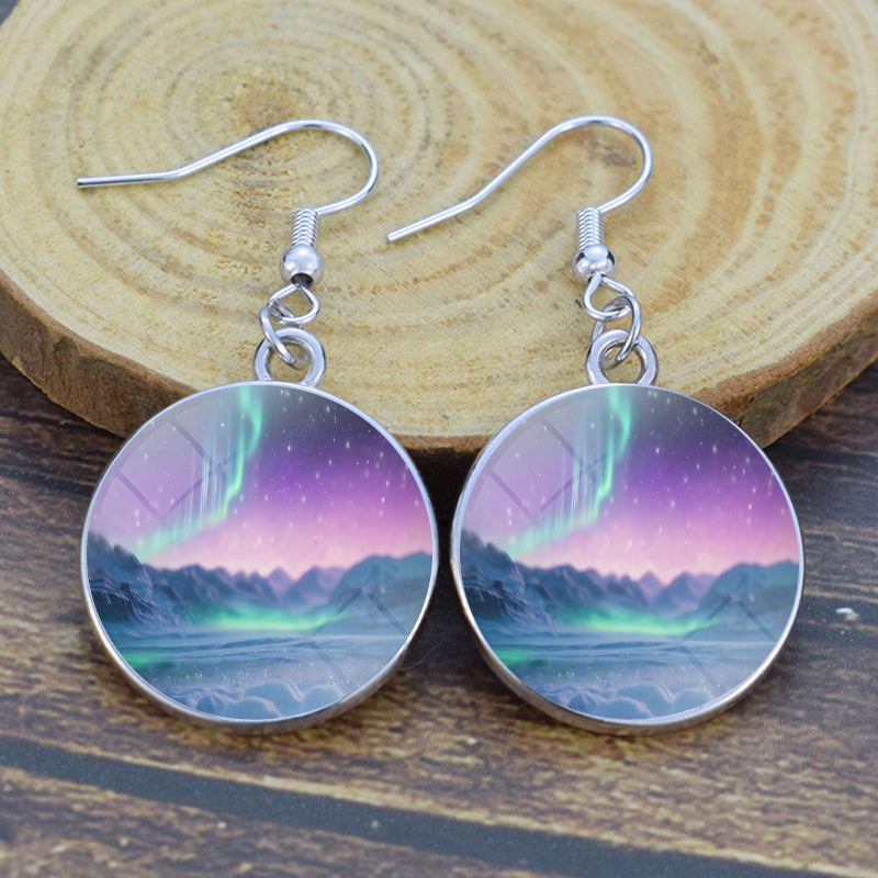 Unique Aurora Borealis Drop Earrings - Northern Lights Jewelry - Glass Cabochon Dangle Earrings - Perfect Aurora Lovers Gift 30