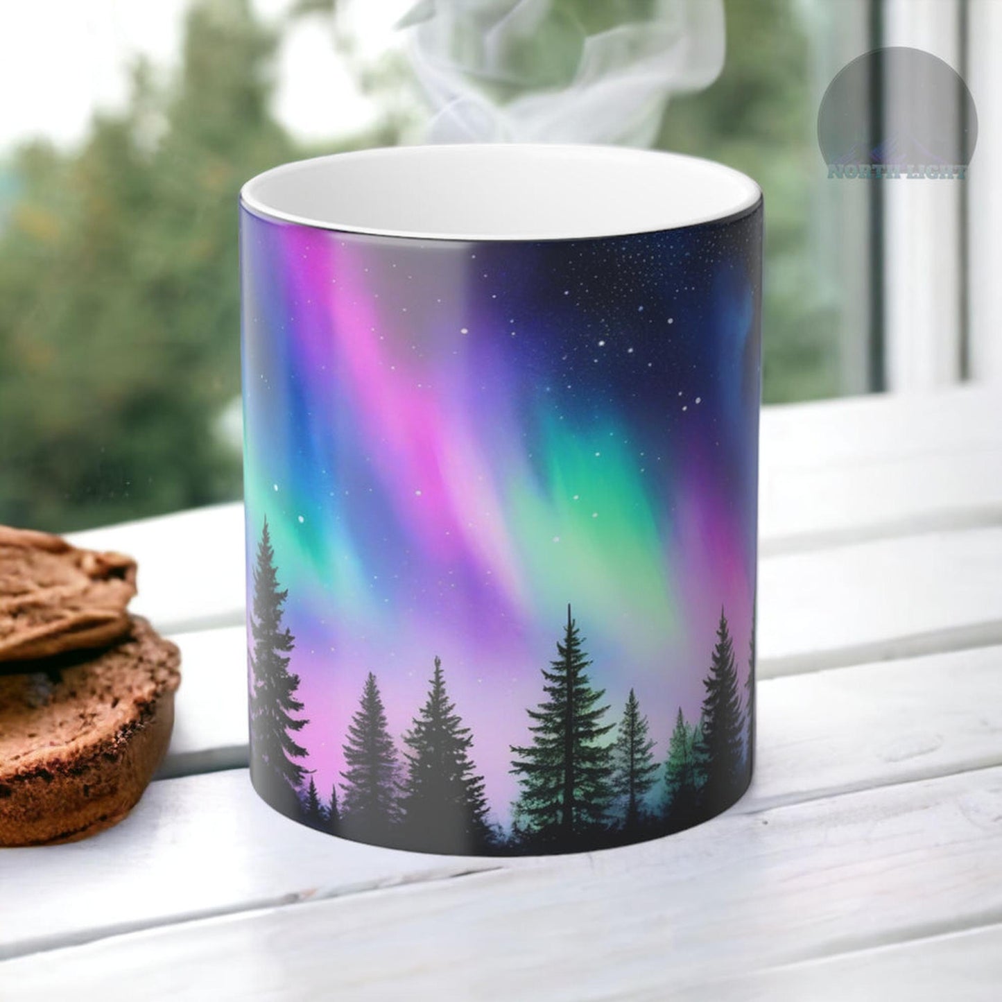 Fortryllende Aurora Borealis varmesensitiv krus - Northern Lights Magic Color Morphing krus 11oz - Varmereaktiv natthimmel kaffekopp - perfekt gave til naturelskere