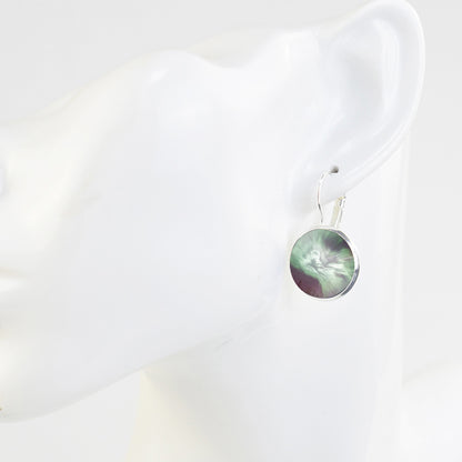 Luminous Aurora Borealis Hook Earrings - Northern Lights Jewelry - Unique Glass Cabochon Drop Earrings - Perfect Aurora Lovers Gift