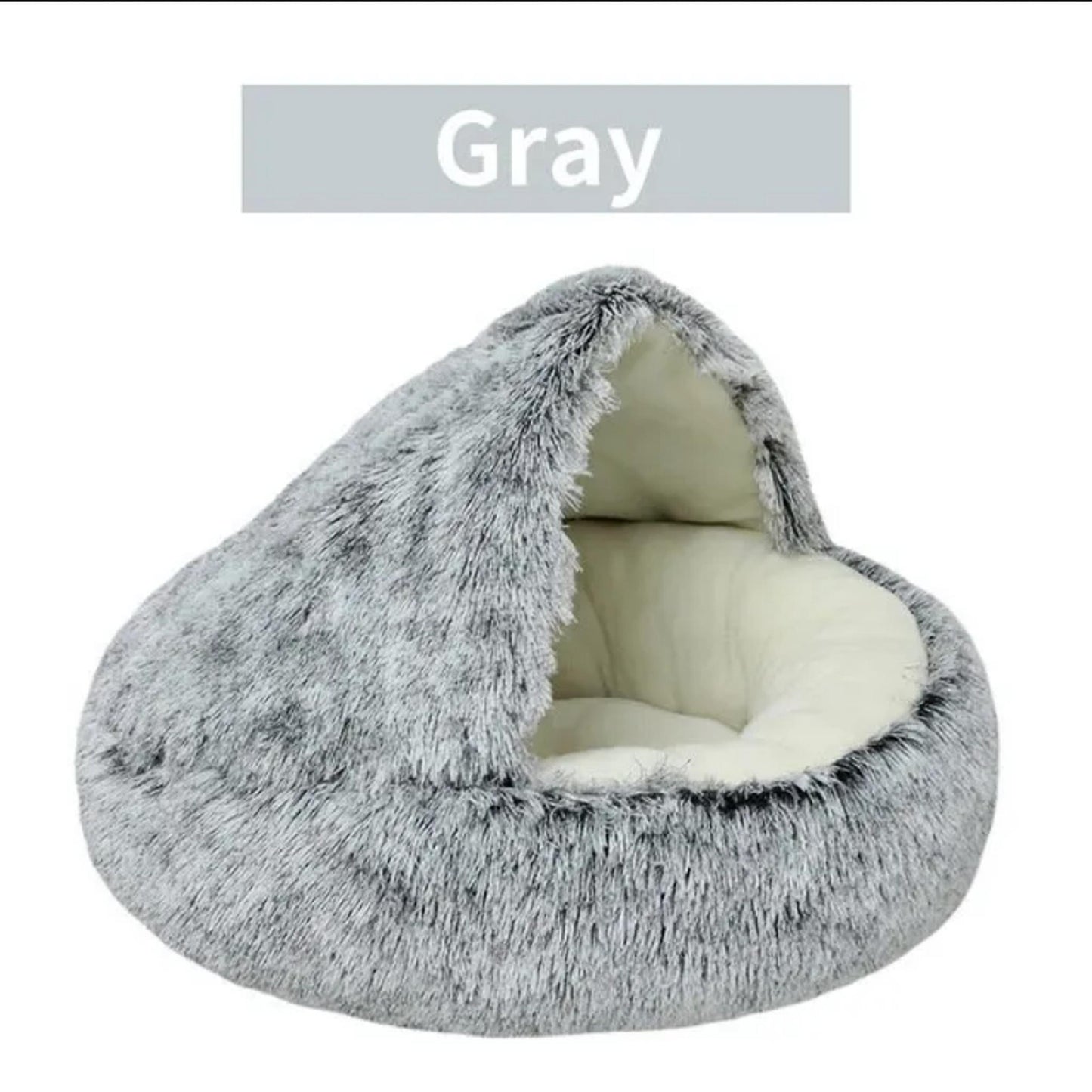 Cozy Haven: 2-in-1 Soft Plush Pet Bed with Round Cover – Warm Sleeping Nest and Cave for Small Dogs and Cats