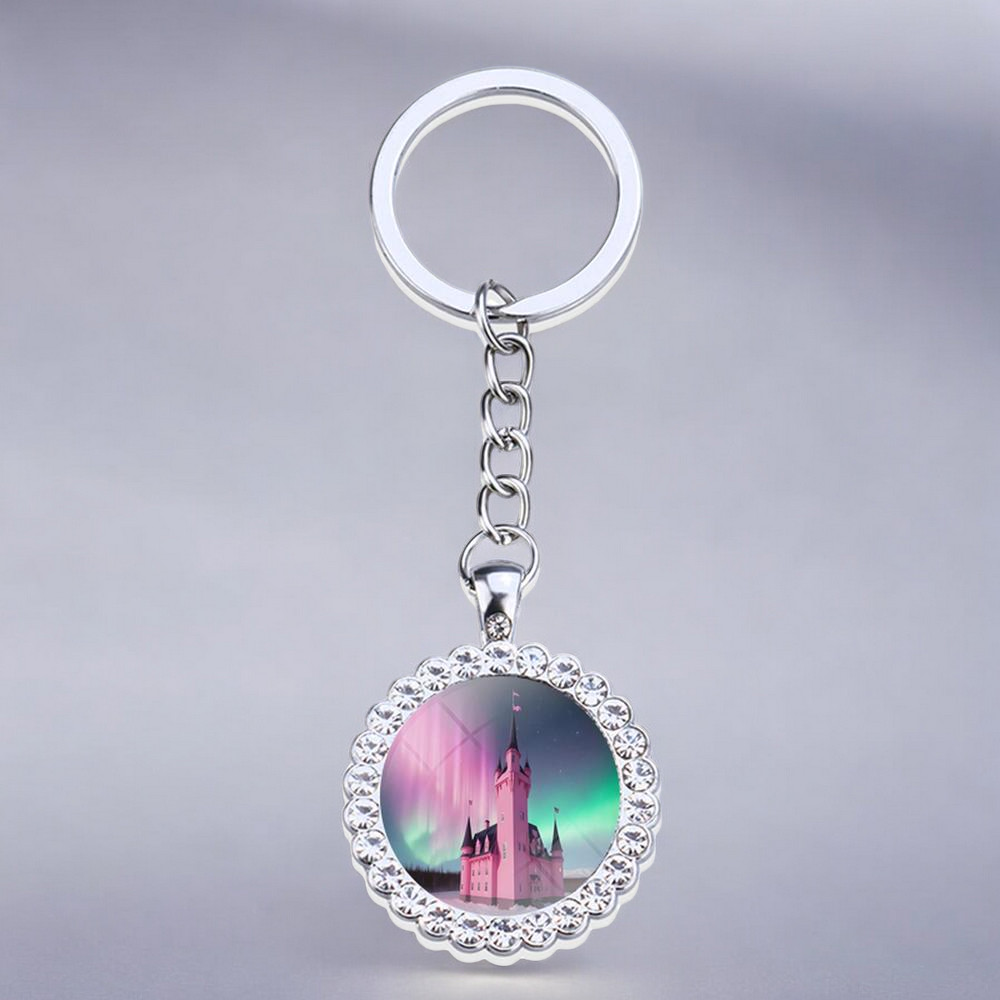 Porte-clés lumineux en argent Aurora Borealis - Bijoux Northern Light - Porte-clés en verre strass - Cadeau parfait pour les amoureux des aurores boréales