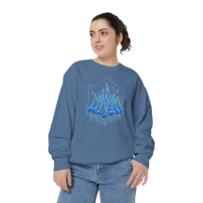 Snowflake Winter Snow Unisex Garment-Dyed Sweatshirt - Magical Night Starry Sky Nature Adventure Holiday - Autumn Fall T-shirt - Nature Gift