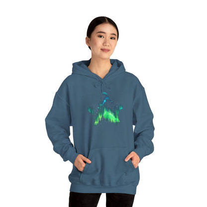 Aurora Borealis Unisex Heavy Blend™ Hooded Sweatshirt - Northern Lights Arctic Magical Night Starry Sky Forest Tree Nature Adventure - Autumn Fall T-shirt - Aurora Gift