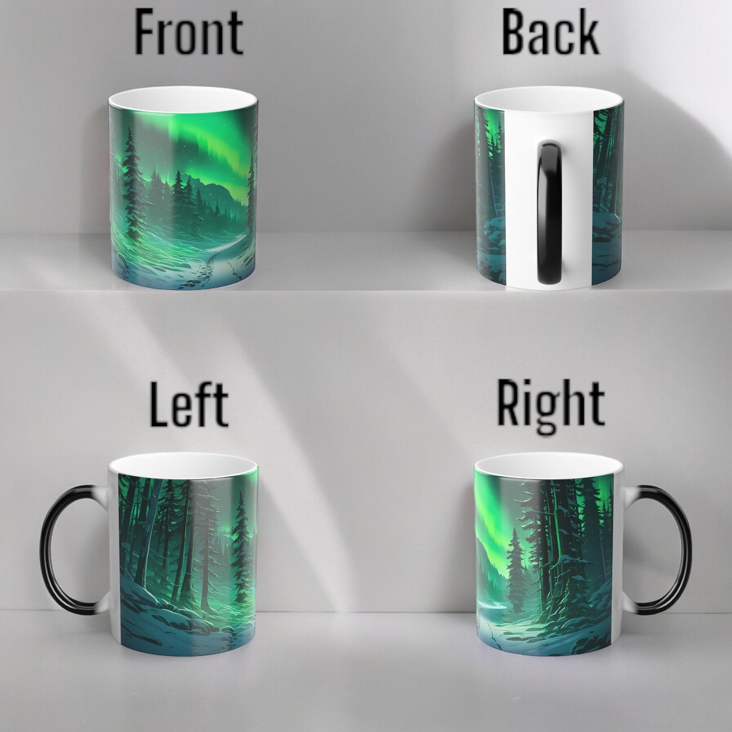 Bezaubernde wärmeempfindliche Tasse „Aurora Borealis“ – Tasse mit magischer Farbveränderung der Nordlichter, 325 ml – hitzereaktive Nachthimmel-Kaffeetasse – perfektes Geschenk für Naturliebhaber