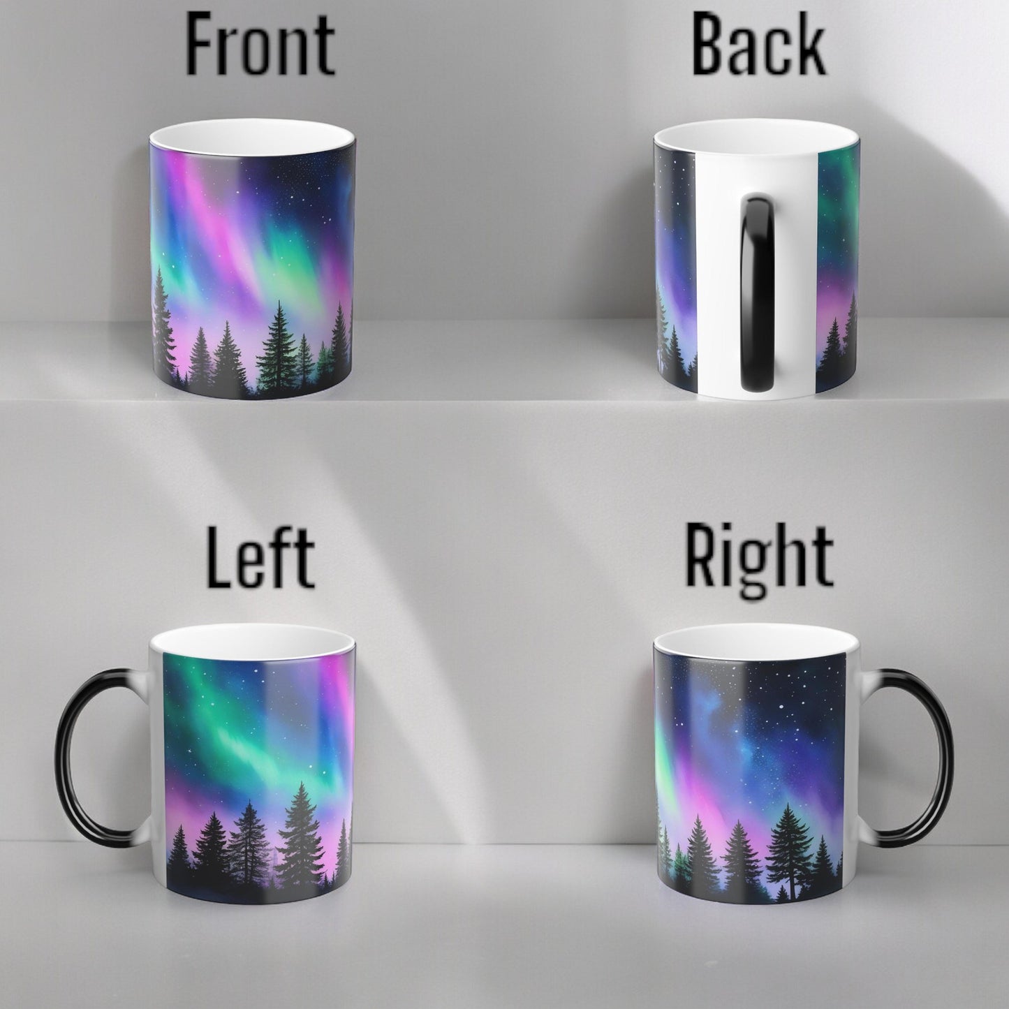 Bezaubernde wärmeempfindliche Tasse „Aurora Borealis“ – Tasse mit magischer Farbveränderung der Nordlichter, 325 ml – hitzereaktive Nachthimmel-Kaffeetasse – perfektes Geschenk für Naturliebhaber