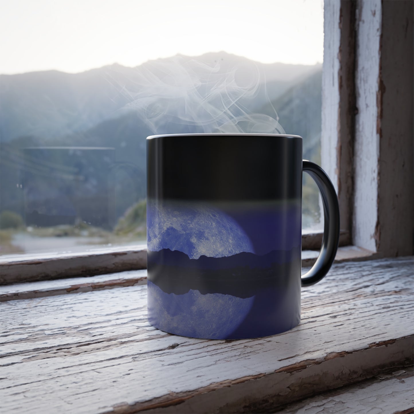Unveil the Moon: Heat-Sensitive & Scenic Mugs - Pink Purple Blue  Moon Dreams Coffee Mugs