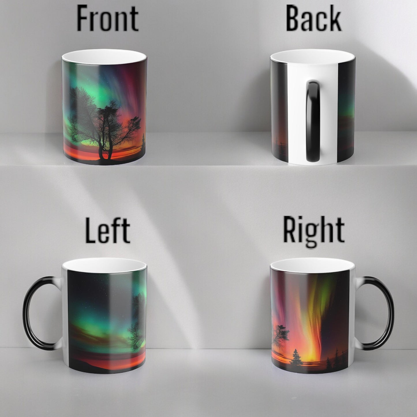 Fortryllende Aurora Borealis varmefølsomt krus - Northern Lights Magic Color Morphing-krus 11 oz - Heat Reactive Night Sky Coffee Cup - Perfekt gave til naturelskere