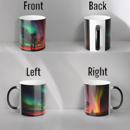 Tazza sensibile al calore dell'incantevole Aurora Boreale - Tazza Morphing dei colori magici dell'aurora boreale 11 once - Tazza da caffè con cielo notturno reattiva al calore - Regalo perfetto per gli amanti della natura