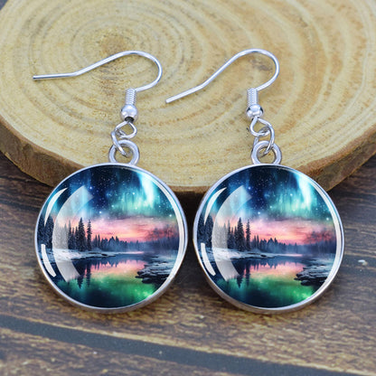 Boucles d’oreilles uniques Aurora Borealis Drop - Bijoux Northern Lights - Boucles d’oreilles Dangle Cabochon en verre - Perfect Aurora Lovers Gift 31 