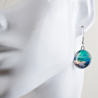 Valoisat Aurora Borealis Drop Korvakorut - Revontulet Korut - Ainutlaatuiset Lasiset Cabochon Dangle Korvakorut - Täydellinen Aurora Lovers -lahja