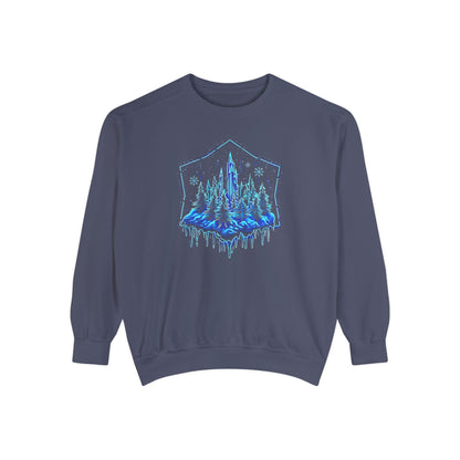 Snowflake Winter Snow Unisex Garment-Dyed Sweatshirt - Magical Night Starry Sky Nature Adventure Holiday - Autumn Fall T-shirt - Nature Gift