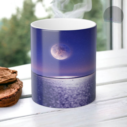 Unveil the Moon: Heat-Sensitive & Scenic Mugs - Pink Purple Blue  Moon Dreams Coffee Mugs