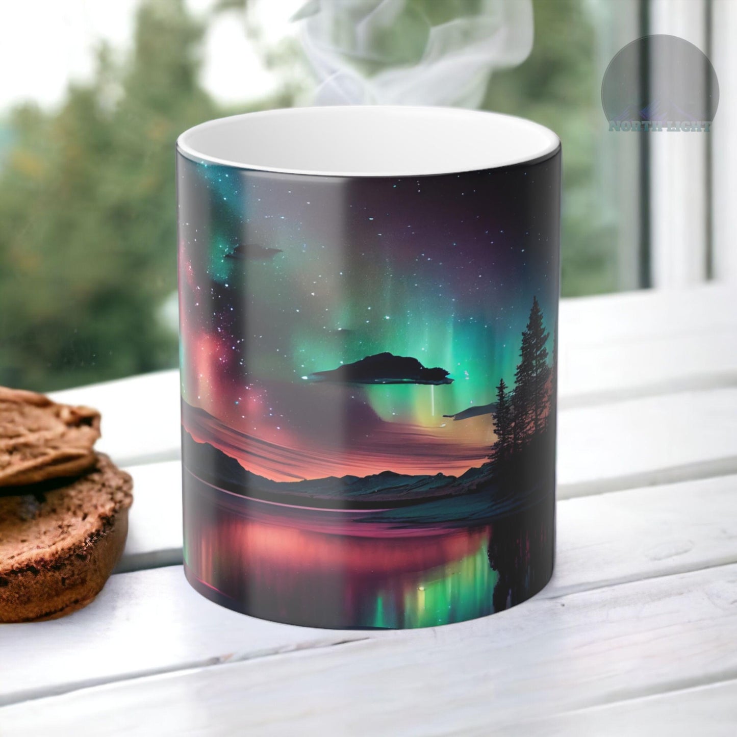 Muga Íogair Teasa Aurora Borealis Enchanting - Muga Moirfithe Dath Draíochtúil Soilse an Tuaiscirt 11oz - Corn Caife Sky Oíche Imoibríoch Teas - Bronntanas Foirfe do Lovers Dúlra