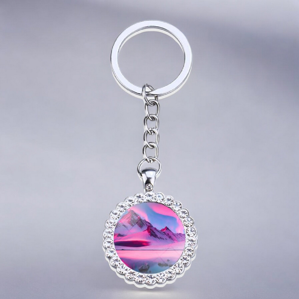 Porte-clés lumineux en argent Aurora Borealis - Bijoux Northern Light - Porte-clés en verre strass - Cadeau parfait pour les amoureux des aurores boréales