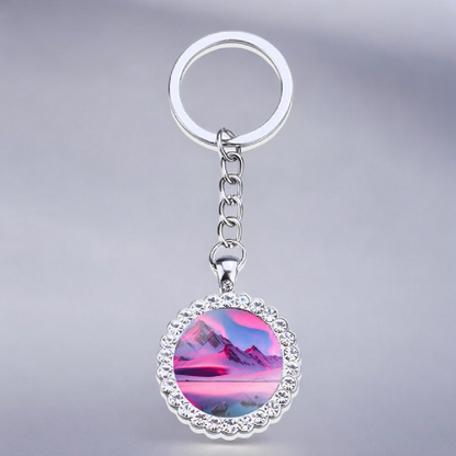 Luminous Aurora Borealis Silver Keyring - Northern Light Jewelry - Rhinestones Glass Key Chain - Perfect Aurora Lovers Gift