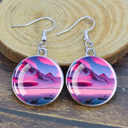 Orecchini pendenti luminosi Aurora Borealis - Gioielli dell'aurora boreale - Orecchini pendenti cabochon in vetro unici - Regalo perfetto per gli amanti dell'Aurora