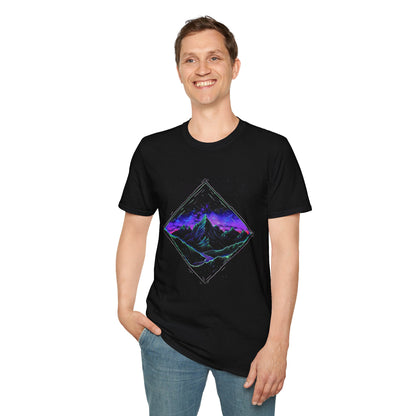 Aurora Borealis Unisex Softstyle T-Shirt - Gildan 64000 - Northern Lights Arctic Mountain River Nature Night Sky Adventure - Autumn Fall T-shirt - Aurora Gift