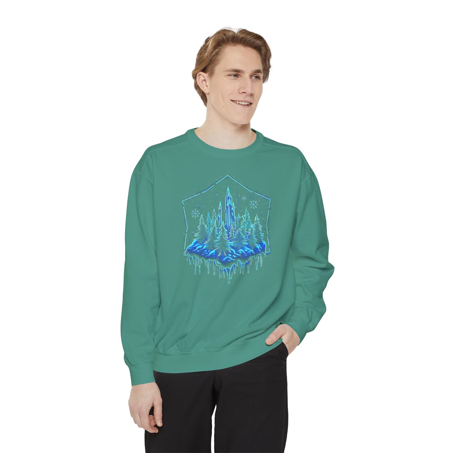 Snowflake Winter Snow Unisex Garment-Dyed Sweatshirt - Magical Night Starry Sky Nature Adventure Holiday - Autumn Fall T-shirt - Nature Gift