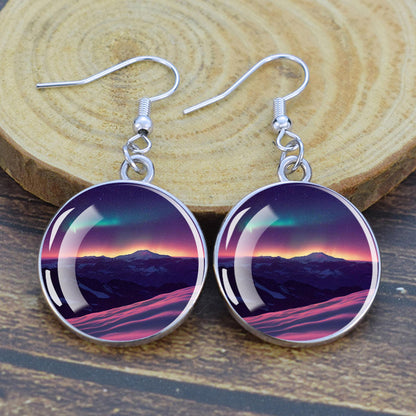 Luminous Aurora Borealis Drop-örhängen - Northern Lights-smycken - Unika Cabochon Dangle-örhängen i glas - Perfekt Aurora Lovers-present