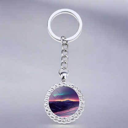 Luminous Aurora Borealis Silver Keyring - Northern Light Jewelry - Rhinestones Glass Key Chain - Perfect Aurora Lovers Gift