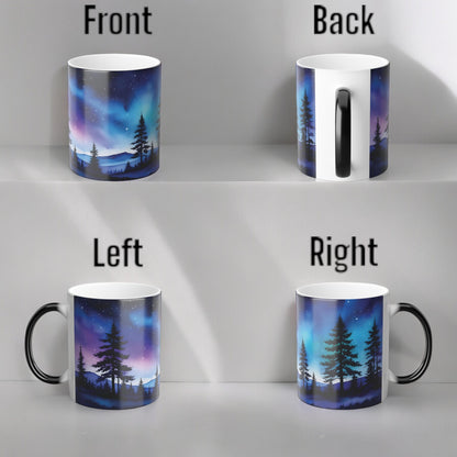 Förtrollande Aurora Borealis värmekänslig mugg - Northern Lights Magic Color Morphing Mugg 11oz - Värmereaktiv natthimmel kaffekopp - perfekt present till naturälskare