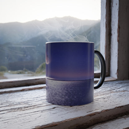 Unveil the Moon: Heat-Sensitive & Scenic Mugs - Pink Purple Blue  Moon Dreams Coffee Mugs