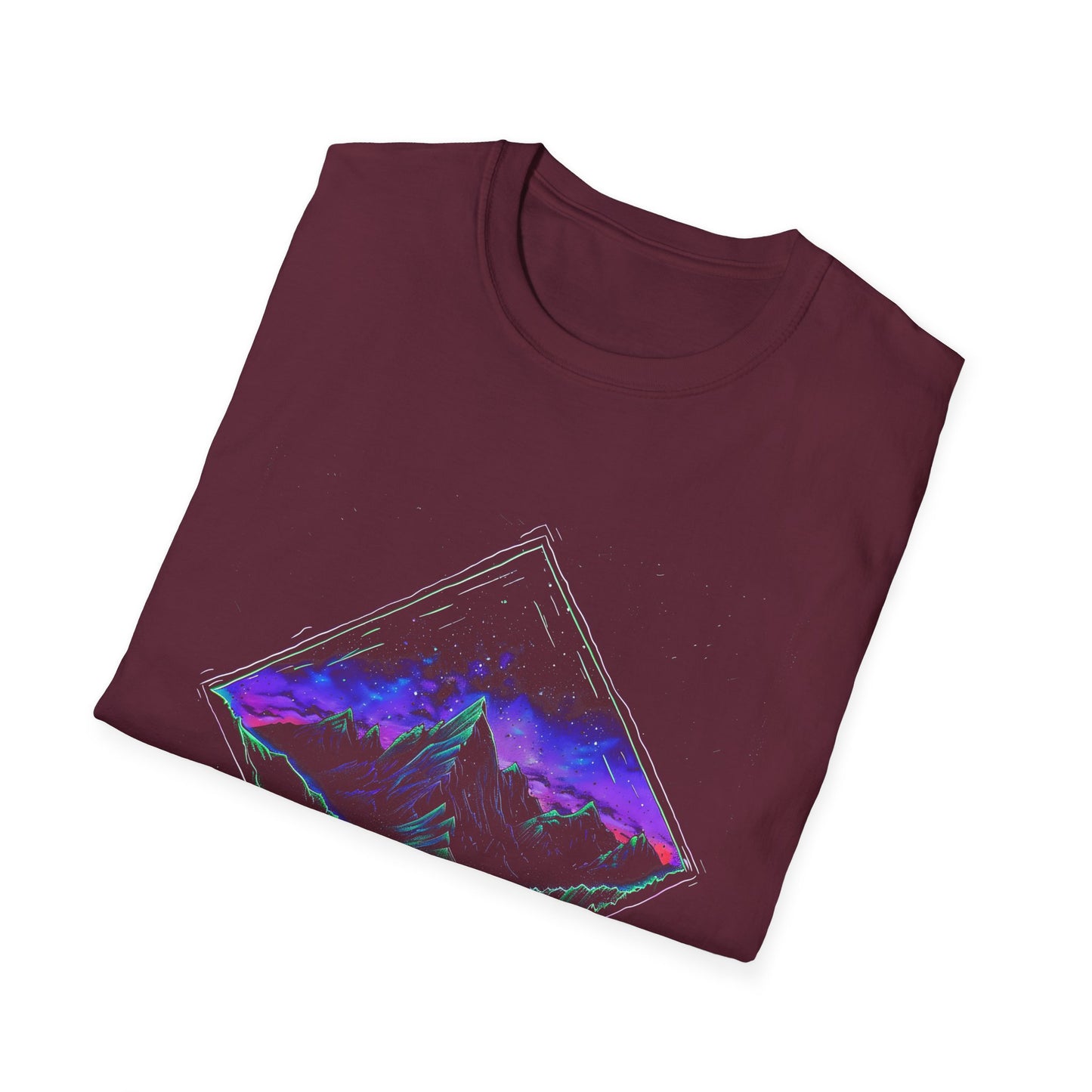 Aurora Borealis Unisex Softstyle T-Shirt - Gildan 64000 - Northern Lights Arctic Mountain River Nature Night Sky Adventure - Autumn Fall T-shirt - Aurora Gift