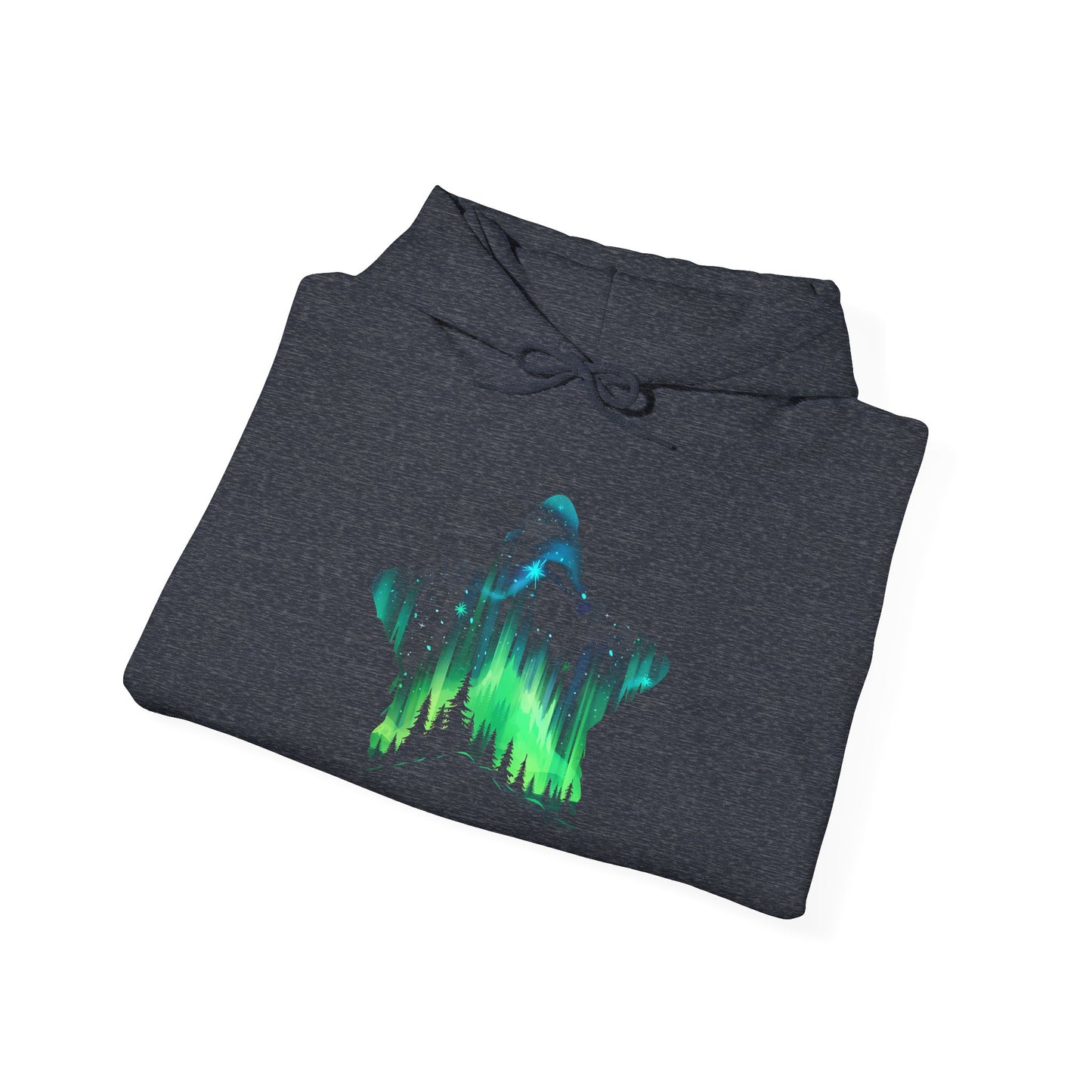 Aurora Borealis Unisex Heavy Blend™ Hooded Sweatshirt - Northern Lights Arctic Magical Night Starry Sky Forest Tree Nature Adventure - Autumn Fall T-shirt - Aurora Gift