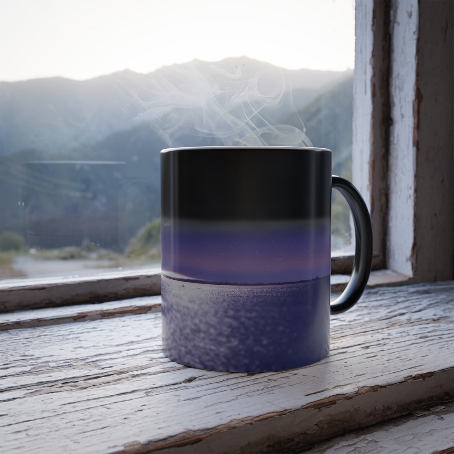Unveil the Moon: Heat-Sensitive & Scenic Mugs - Pink Purple Blue  Moon Dreams Coffee Mugs