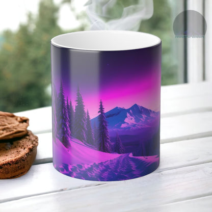 Förtrollande Aurora Borealis värmekänslig mugg - Northern Lights Magic Color Morphing Mugg 11oz - Värmereaktiv natthimmel kaffekopp - perfekt present till naturälskare