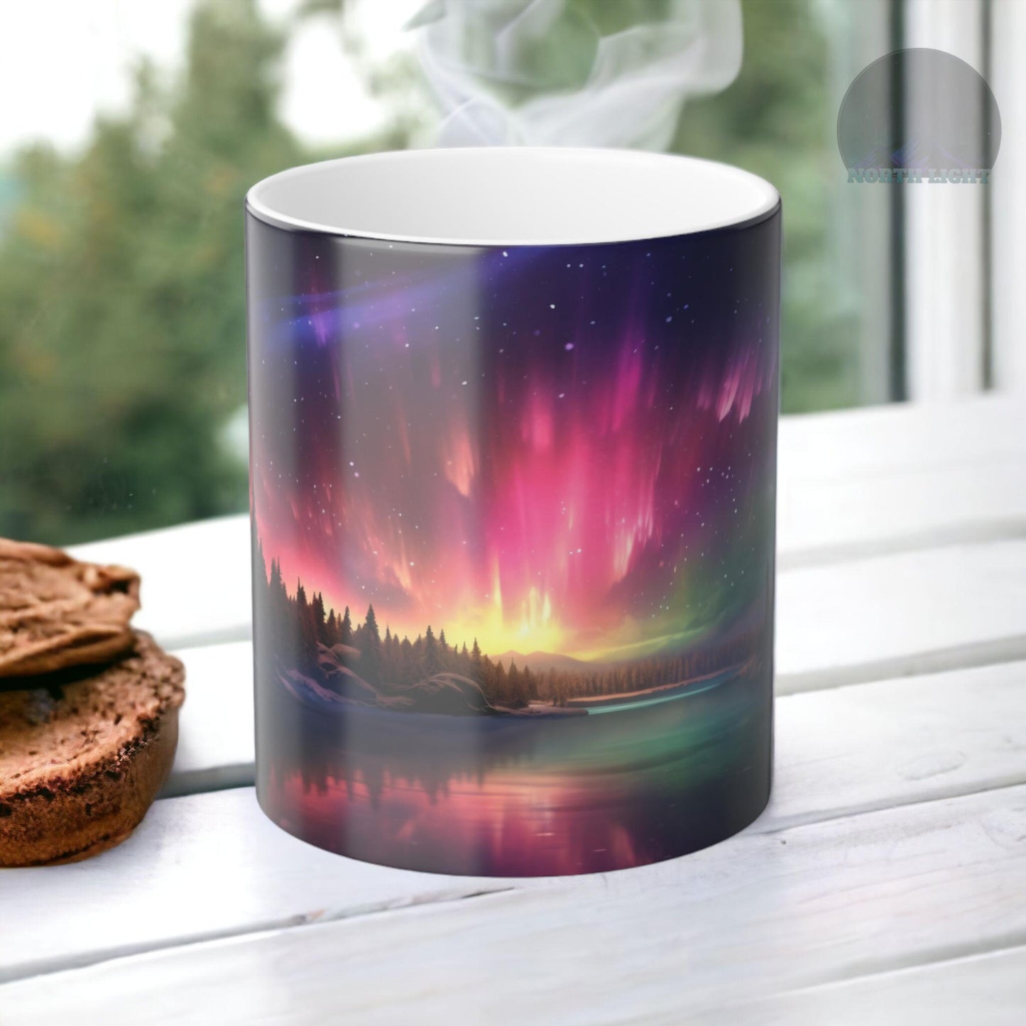 Enchanting Aurora Borealis Heat Sensitive Mug - Northern Lights Magic Color Morphing Mug 11oz - Heat Reactive Night Sky Coffee Cup - Perfect Gift for Nature Lovers 8