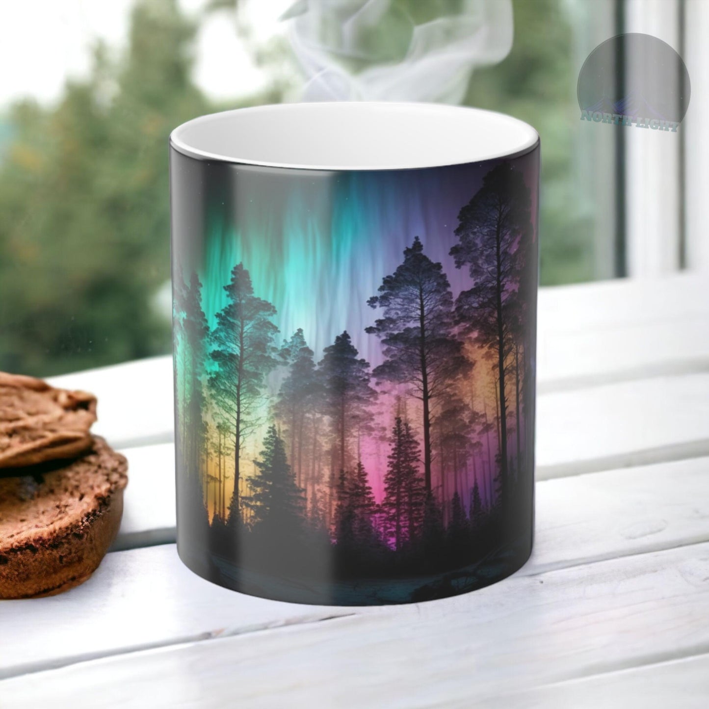 Enchanting Aurora Borealis Taza sensible al calor - Northern Lights Magic Color Morphing Mug 11oz - Taza de café reactiva al calor Night Sky - Regalo perfecto para los amantes de la naturaleza