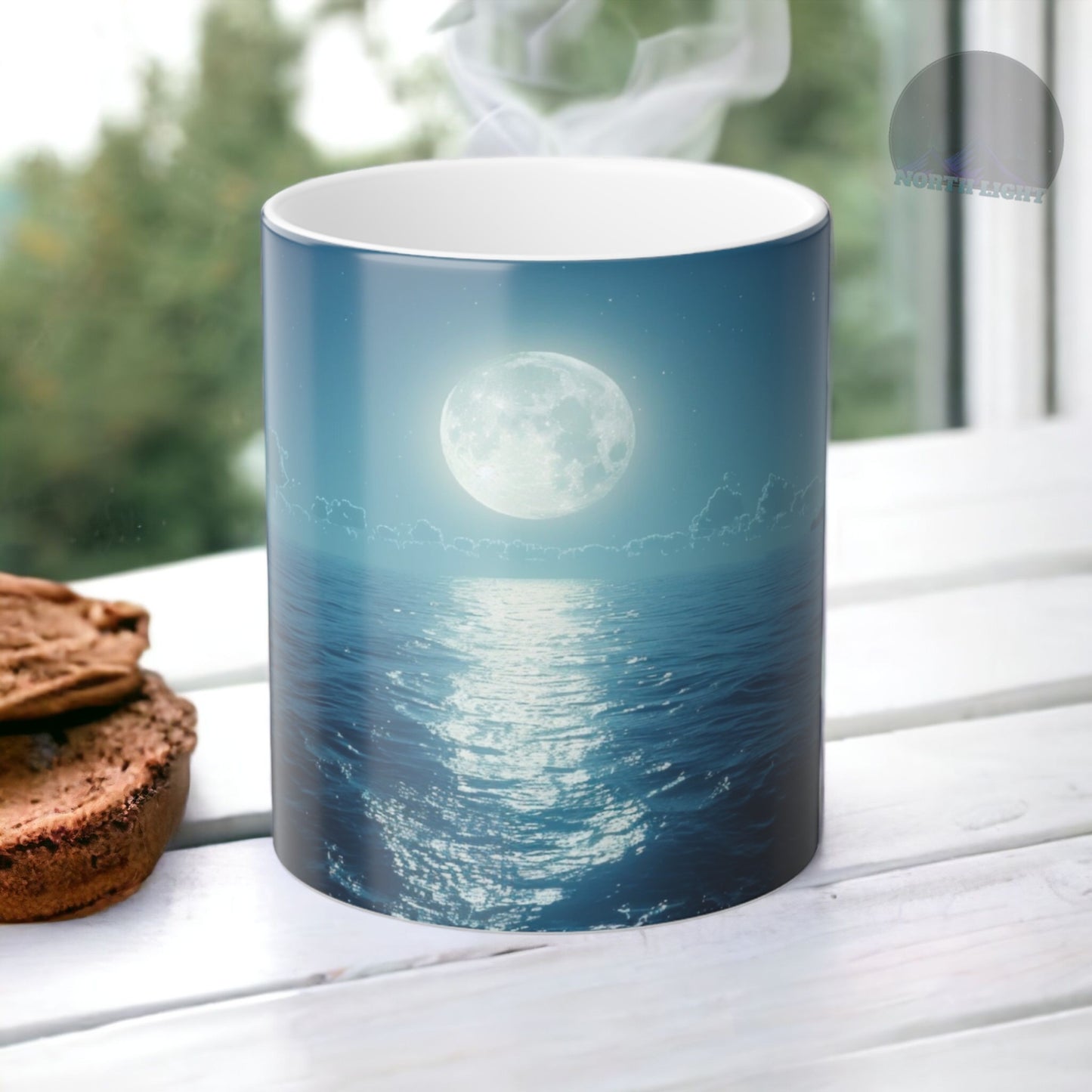 Unveil the Moon: Heat-Sensitive & Scenic Mugs - Pink Purple Blue  Moon Dreams Coffee Mugs