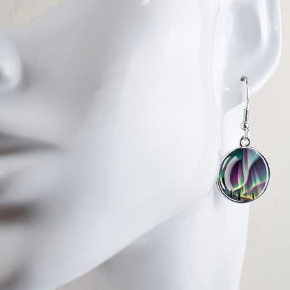 Luminous Aurora Borealis Drop-örhängen - Northern Lights-smycken - Unika Cabochon Dangle-örhängen i glas - Perfekt Aurora Lovers-present