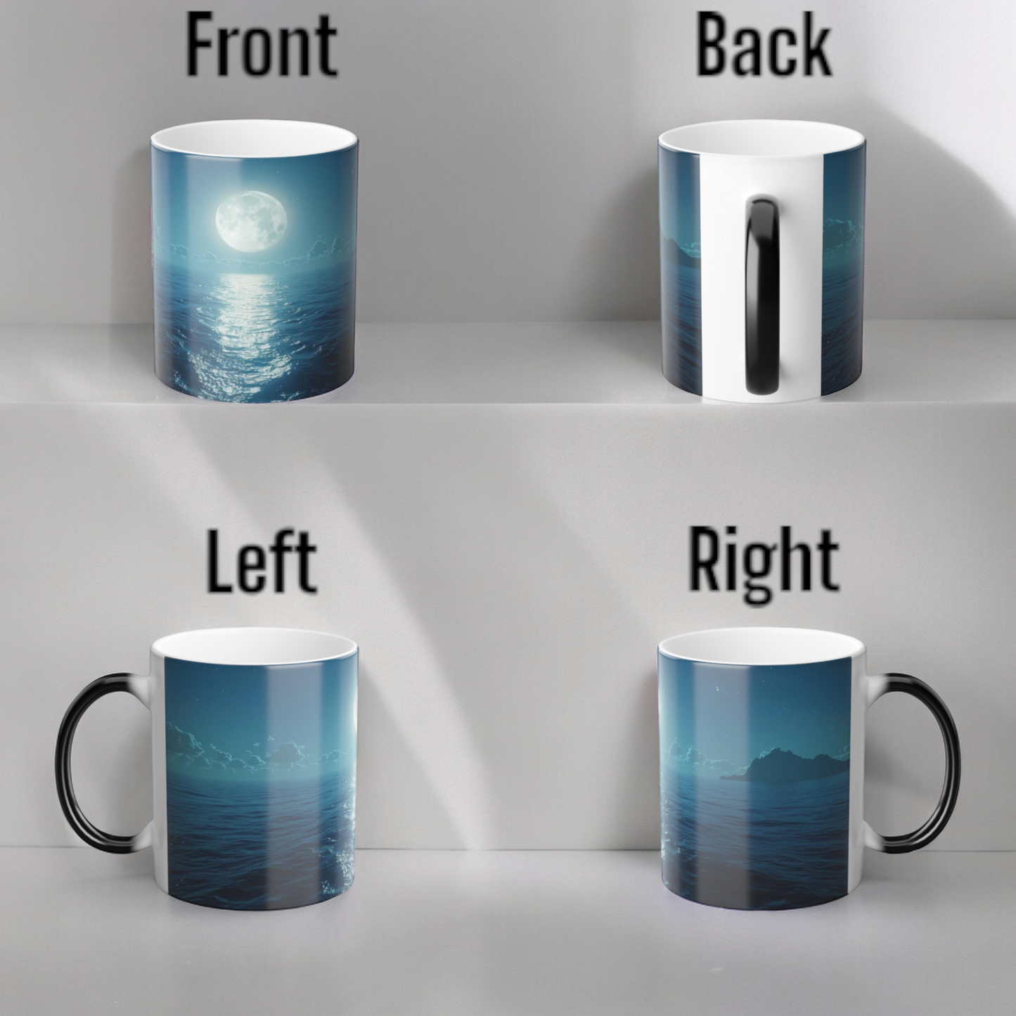 Unveil the Moon: Heat-Sensitive & Scenic Mugs - Pink Purple Blue  Moon Dreams Coffee Mugs