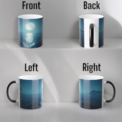 Unveil the Moon: Heat-Sensitive & Scenic Mugs - Pink Purple Blue  Moon Dreams Coffee Mugs
