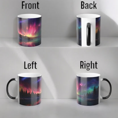 Bezaubernde wärmeempfindliche Tasse „Aurora Borealis“ – Tasse mit magischer Farbveränderung der Nordlichter, 325 ml – hitzereaktive Nachthimmel-Kaffeetasse – perfektes Geschenk für Naturliebhaber