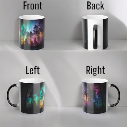 Enchanting Aurora Borealis Taza sensible al calor - Northern Lights Magic Color Morphing Mug 11oz - Taza de café reactiva al calor Night Sky - Regalo perfecto para los amantes de la naturaleza