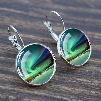 Boucles d’oreilles uniques Aurora Borealis Hook - Bijoux Northern Lights - Boucles d’oreilles Cabochon en verre - Cadeau parfait pour les amoureux des aurores boréales 26 