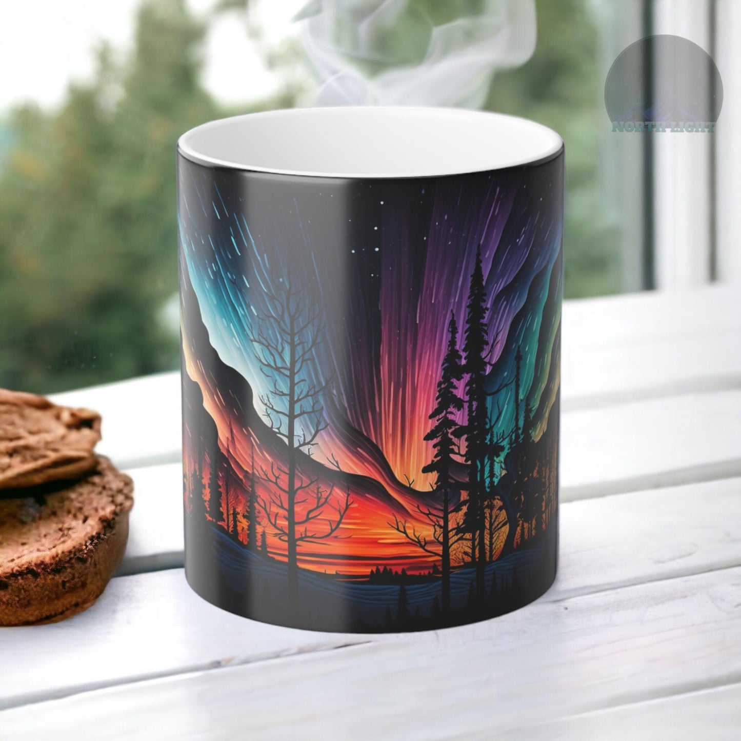 Enchanting Aurora Borealis karstumjutīga krūze - Northern Lights Magic Color Morphing krūze 11 unces - Heat Reactive Night Sky kafijas tase - lieliska dāvana dabas mīļotājiem