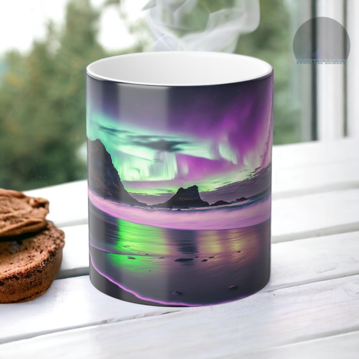 Förtrollande Aurora Borealis värmekänslig mugg - Northern Lights Magic Color Morphing Mugg 11oz - Värmereaktiv natthimmel kaffekopp - perfekt present till naturälskare