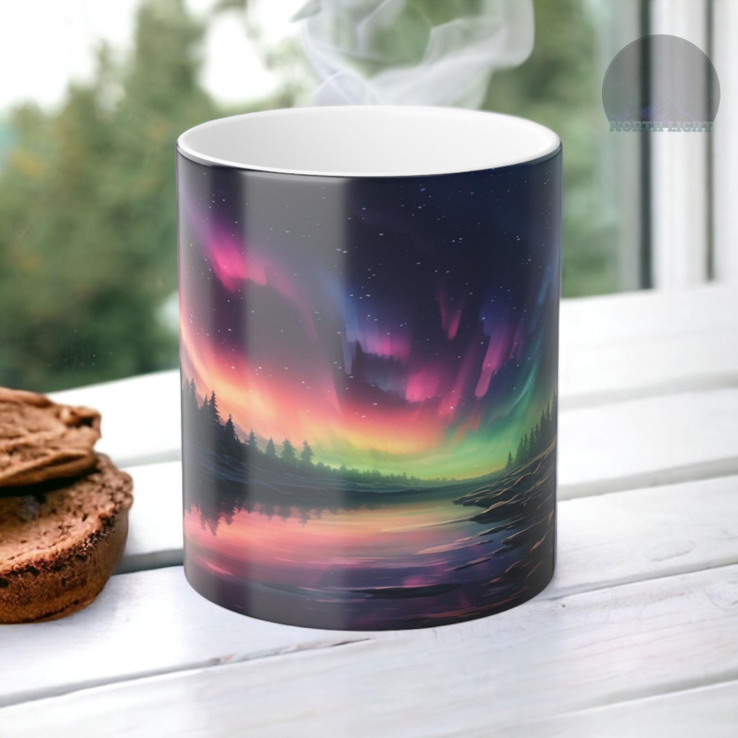 Bezaubernde wärmeempfindliche Tasse „Aurora Borealis“ – Tasse mit magischer Farbveränderung der Nordlichter, 325 ml – hitzereaktive Nachthimmel-Kaffeetasse – perfektes Geschenk für Naturliebhaber