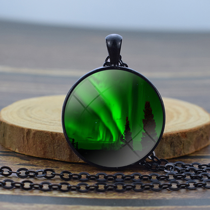 Unique Aurora Borealis Black Necklace - Northern Light Jewelry - Glass Dome Pendent Necklace - Perfect Aurora Lovers Gift 15