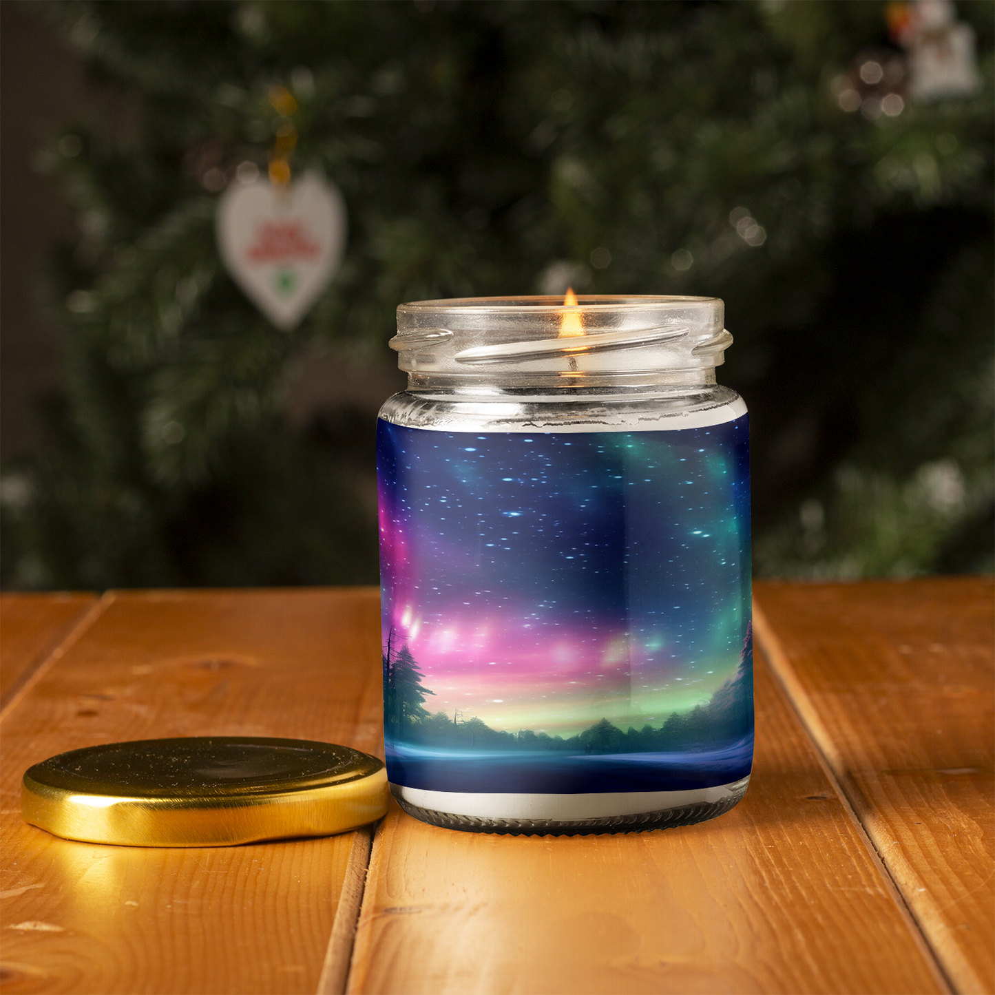 Aurora Borealis Scented Candle | 8oz Candle Jar | Lotus & Green Tea & Lavender Scents | Northern Light Souvenir | Night Sky Charm | Amazing Soft Scents | Perfect Aurora Lovers Gift