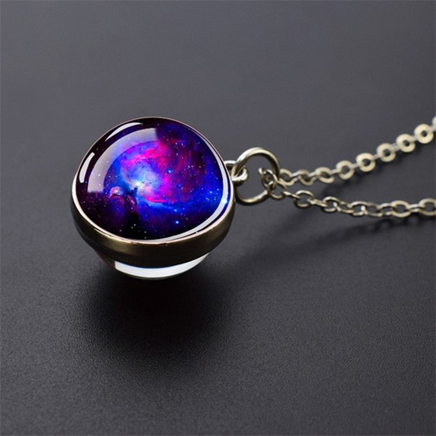 Unique Galaxy Nebula Silver Necklace - Universe Jewelry - Double Side Glass Ball Pendent Necklace - Perfect Astronomy Lovers Gift 4