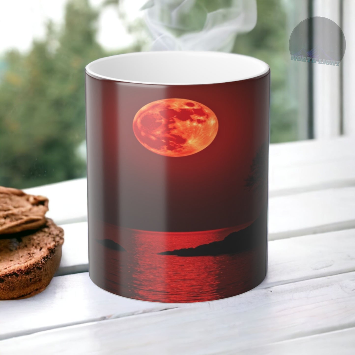 Color Morphing Moonlit Ocean Mug | Gift for Coffee Tea Moon Lovers, Unique Color Change Mug, Nighttime Scene
