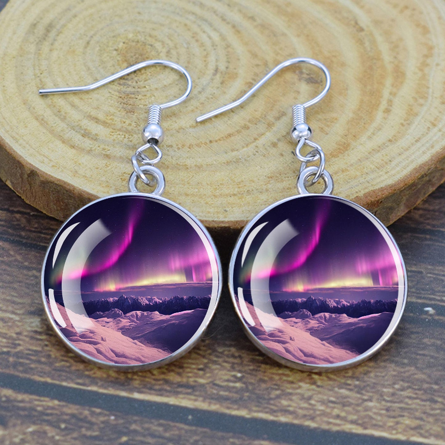 Valoisat Aurora Borealis Drop Korvakorut - Revontulet Korut - Ainutlaatuiset Lasiset Cabochon Dangle Korvakorut - Täydellinen Aurora Lovers -lahja