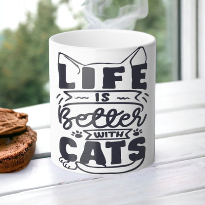 Enchanting Cat Kitten Heat Sensitive Mug - Lovely Pet Magic Morphing Mug 11oz - Coffee Tea Cup - Perfect Gift for Pet Lovers